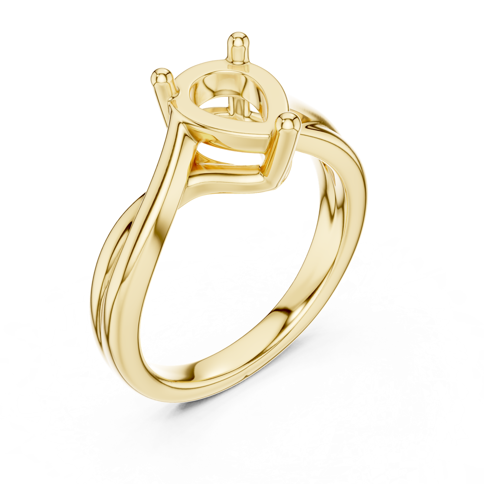 Gold Twisted Band Solitaire Engagement Ring, Pear center stone, Yellow Gold, view 2