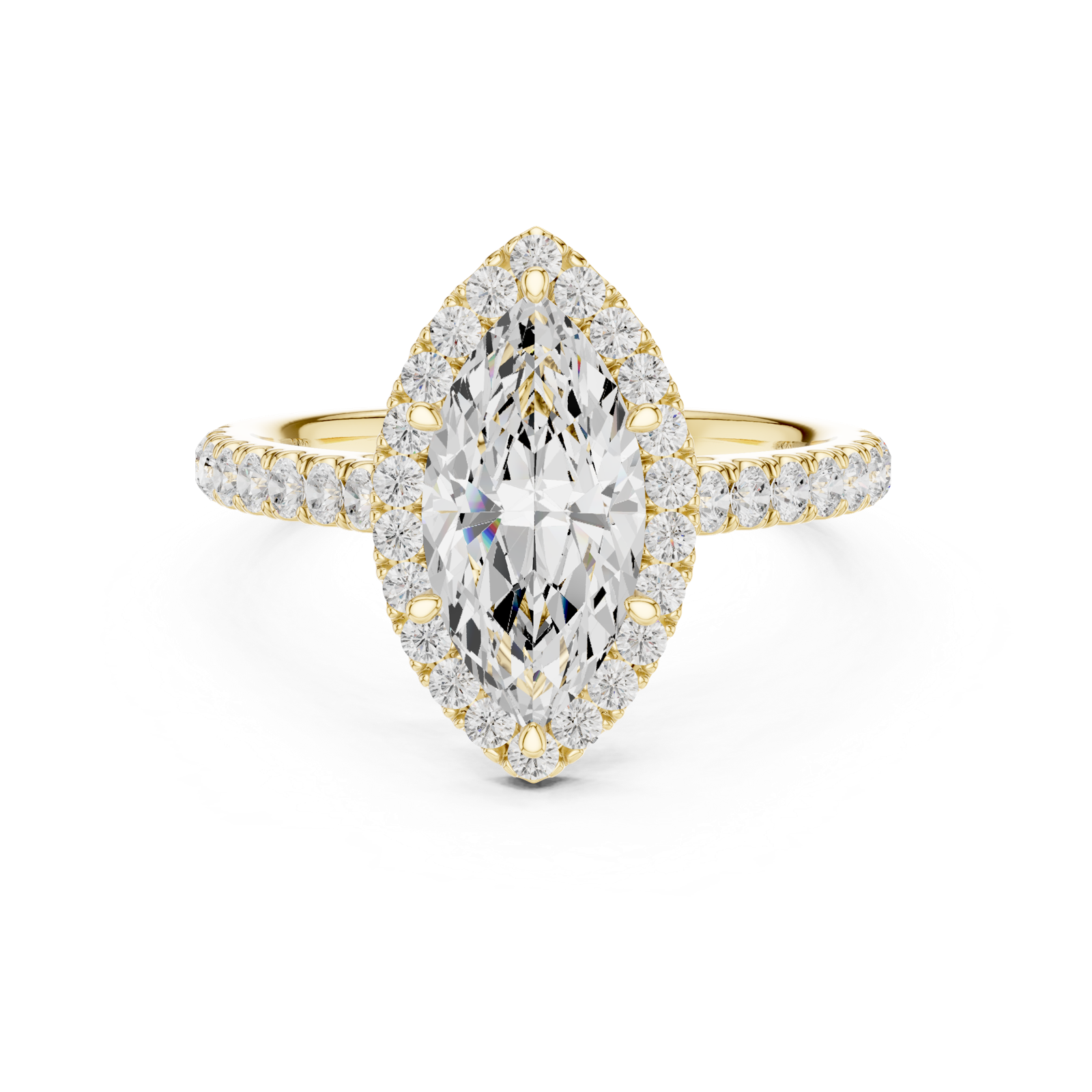 Gold Ring DDLR-118, Marquise center stone, Yellow Gold, view 4