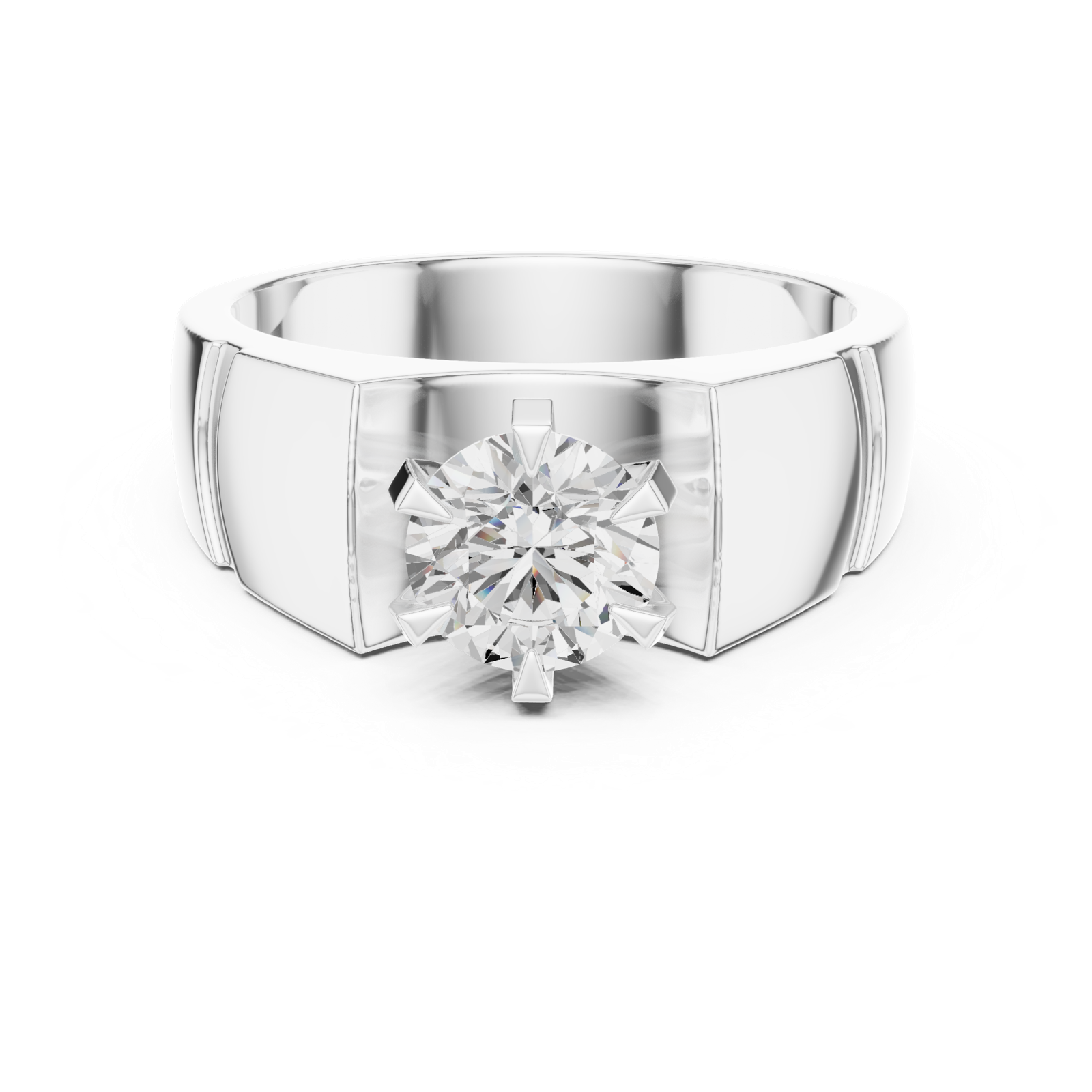 Gold Men's Ring GGR-0027, White Gold, view 4