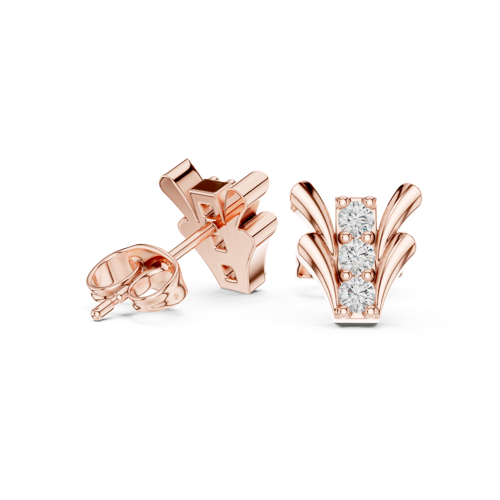 Gold Earrings 9-10067E, Rose Gold, view 1
