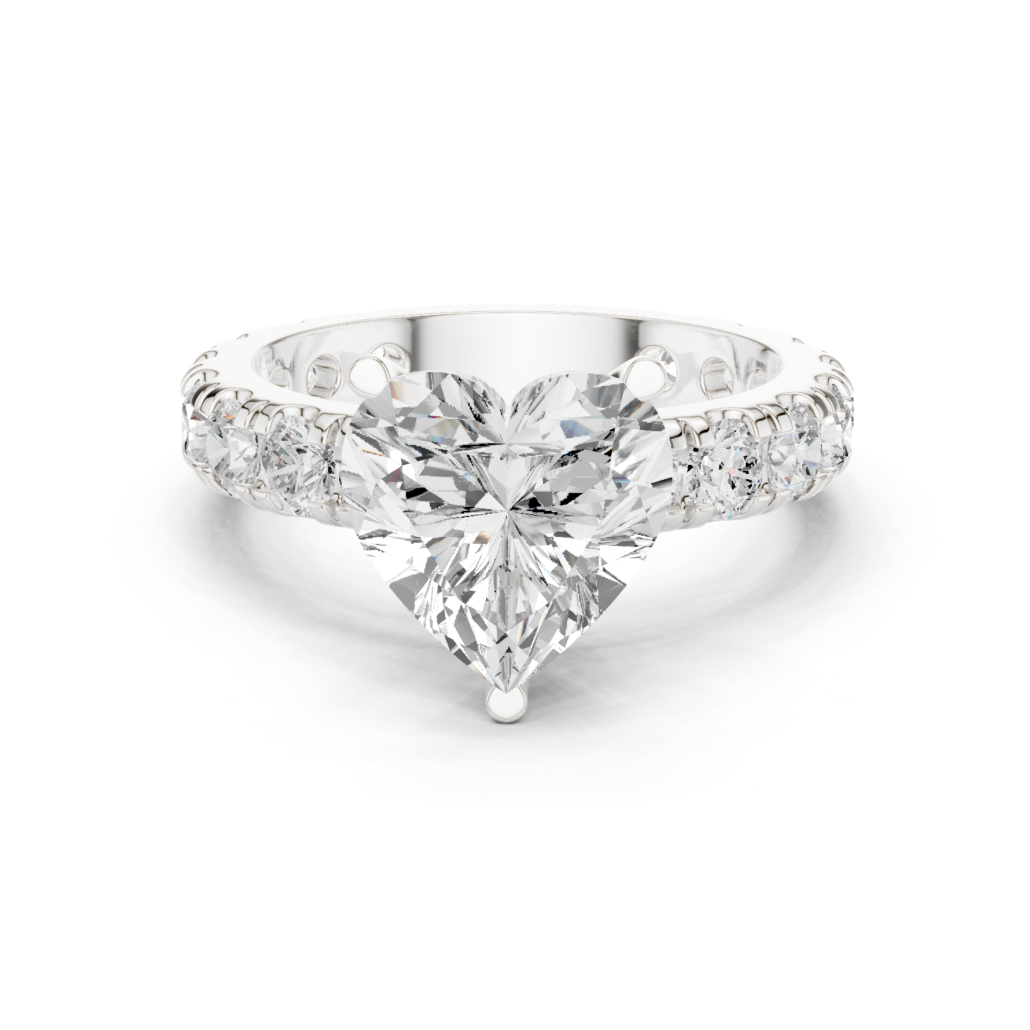 Gold Jewelry L35-63, Heart center stone, White Gold