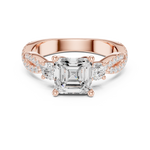 Gold Ring, Asscher center stone, Rose Gold, view 4
