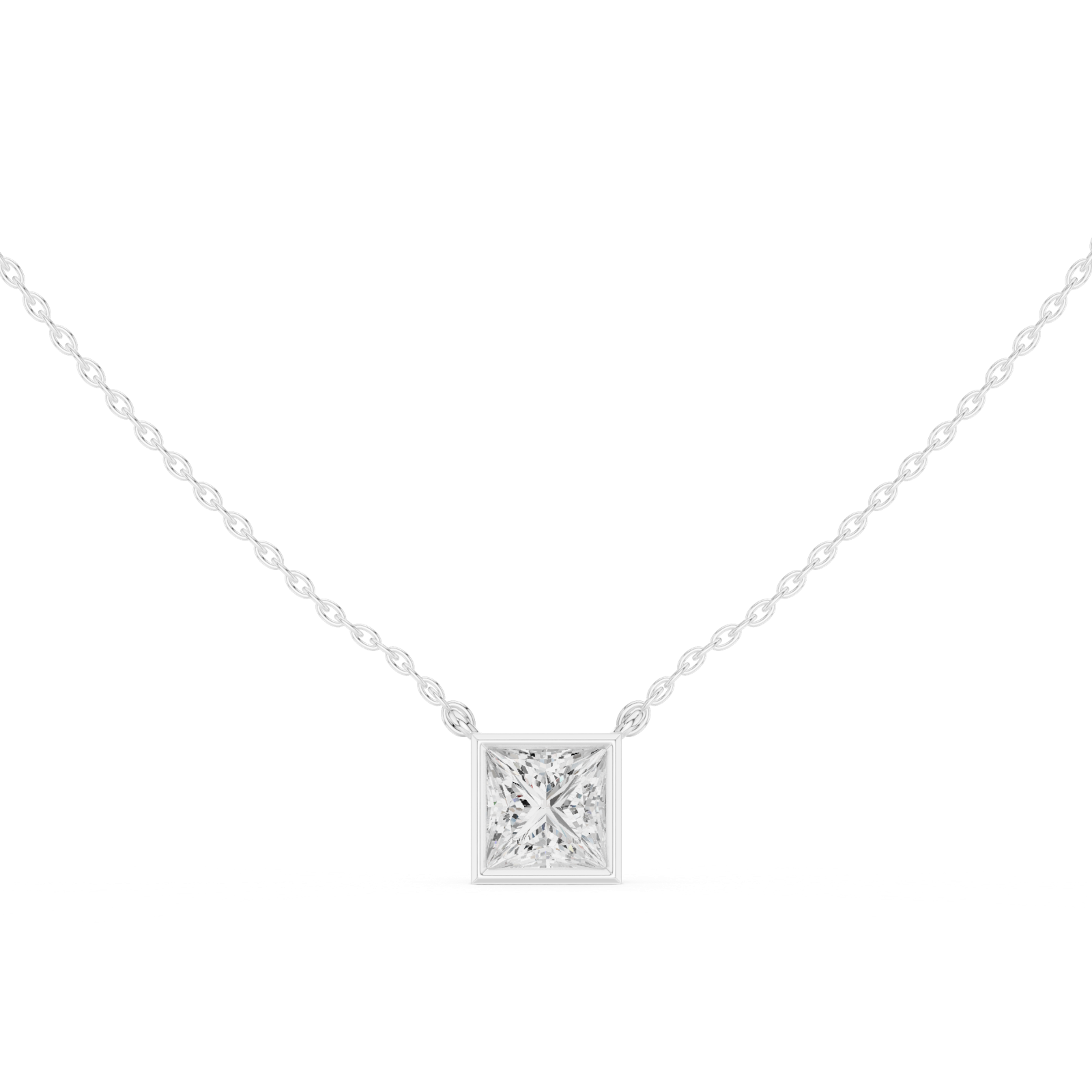 Gold Jewelry DDPO-007, Princess center stone, White Gold, view 4