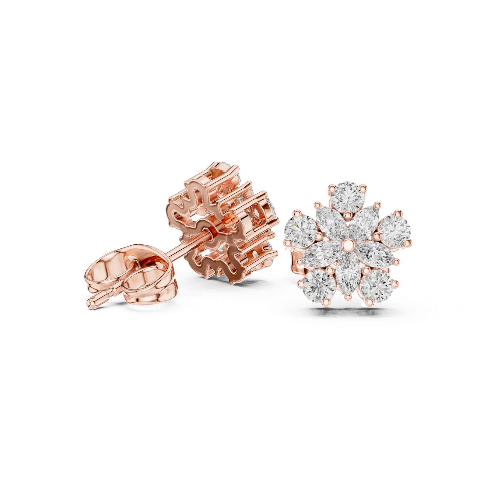 Gold Earrings AGDER-311, Rose Gold, view 1