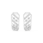 14K Solid Gold Lab Diamond Cluster Earrings, White Gold