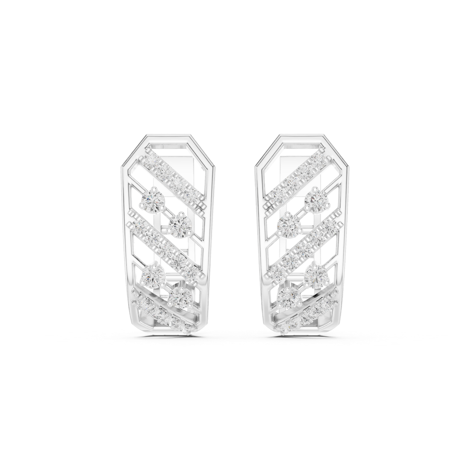 14K Solid Gold Lab Diamond Cluster Earrings, White Gold