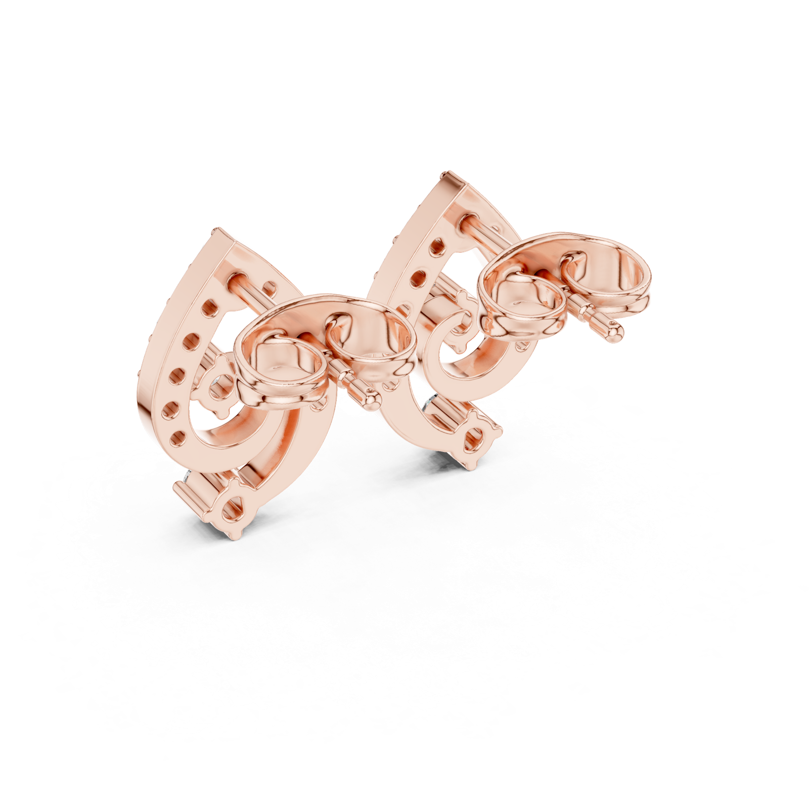 Gold Earrings AER-128, Rose Gold, view 3