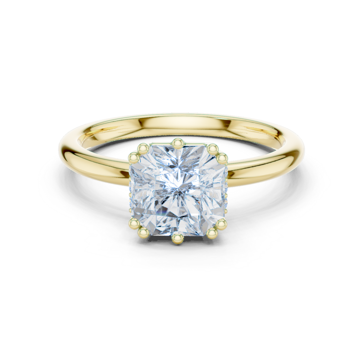 14K Solid Gold Lab Diamond Solitaire Ring, Yellow Gold