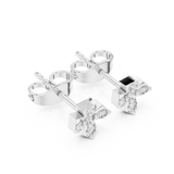 14K Solid Gold Lab Diamond Clover Cluster Earrings, White Gold, view 2
