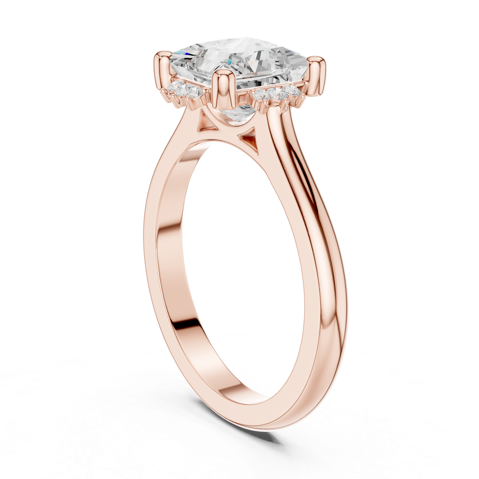 Gold Jewelry L35-123, Princess center stone, Rose Gold, view 1