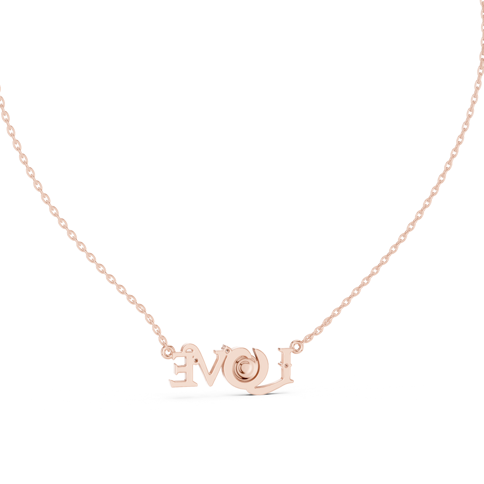14K Solid Gold Lab Diamond Pendant Necklace, Rose Gold, view 4