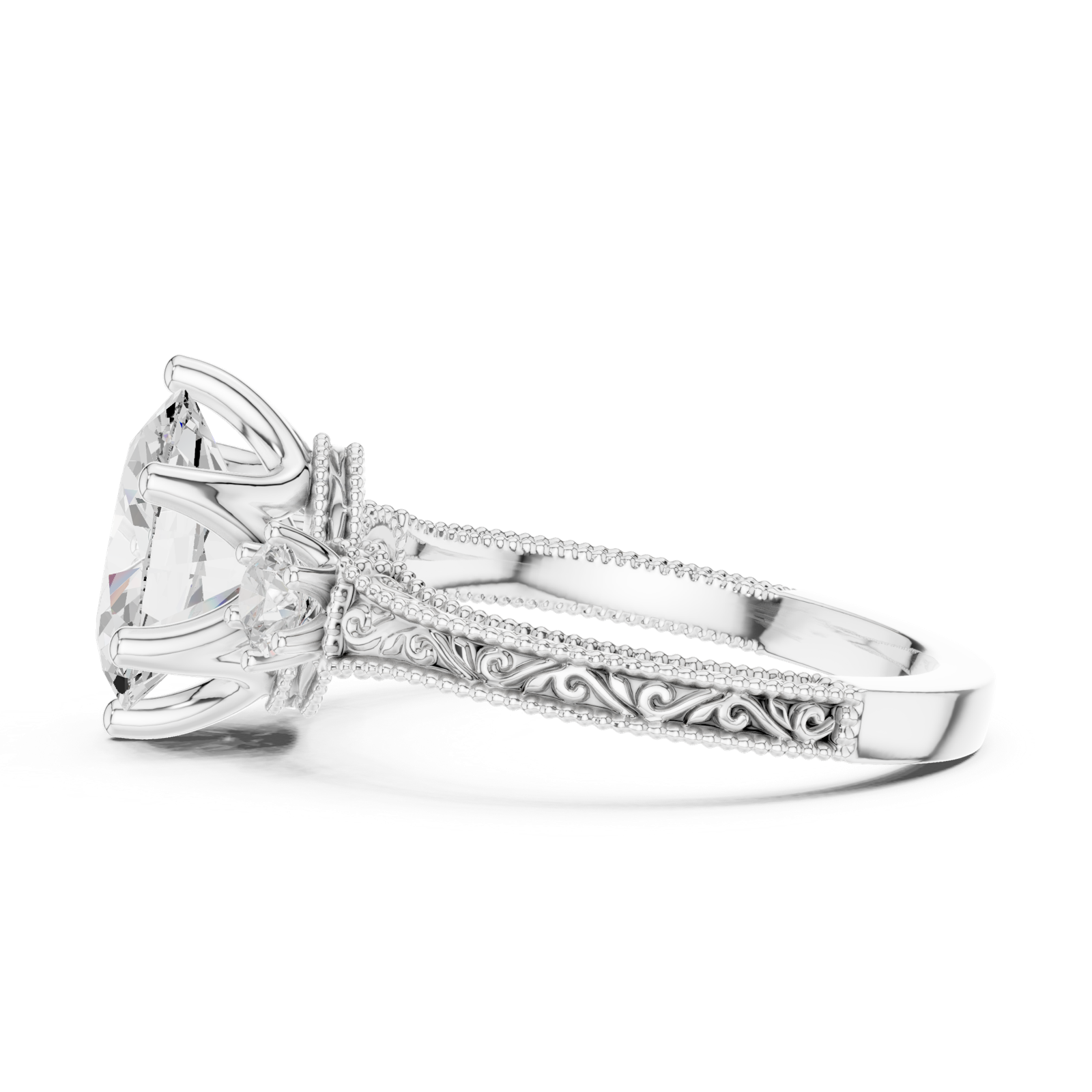 Gold Ring DDLR-282, White Gold, view 3