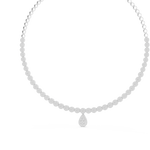 14K Solid Gold Lab Diamond Tennis Necklace, White Gold, view 2