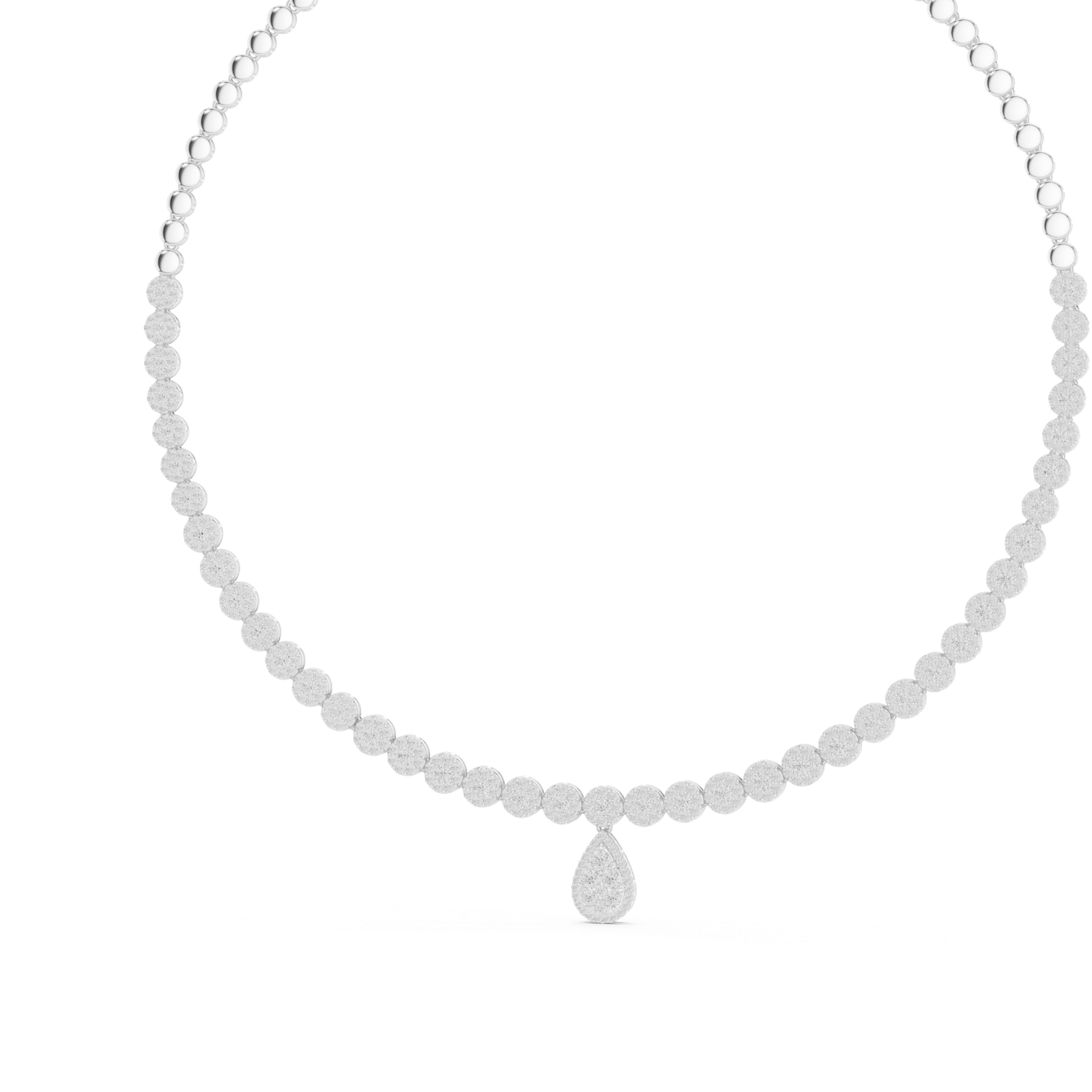 14K Solid Gold Lab Diamond Tennis Necklace, White Gold, view 2