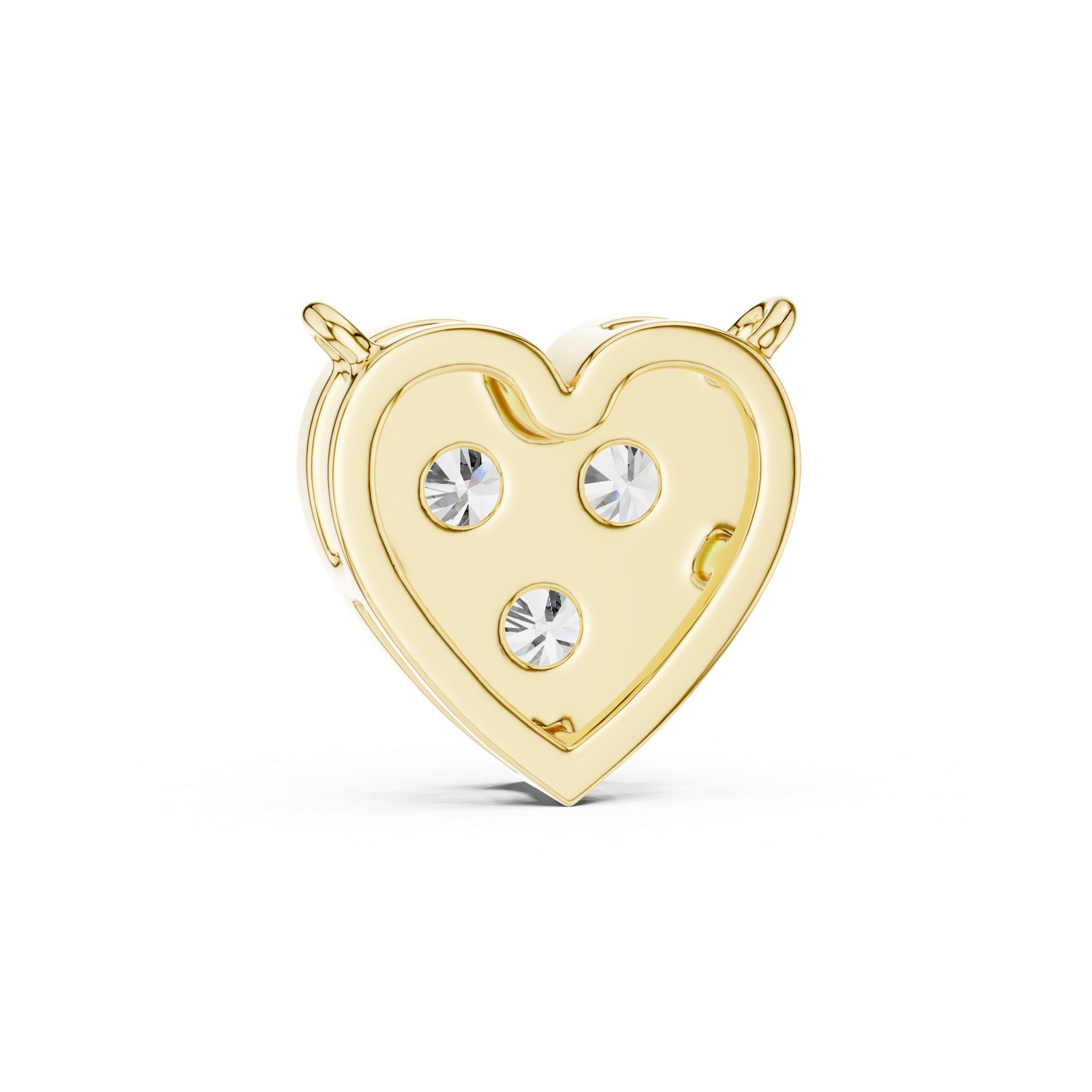 14K Solid Gold Lab Diamond Heart Pendant Necklace, Yellow Gold