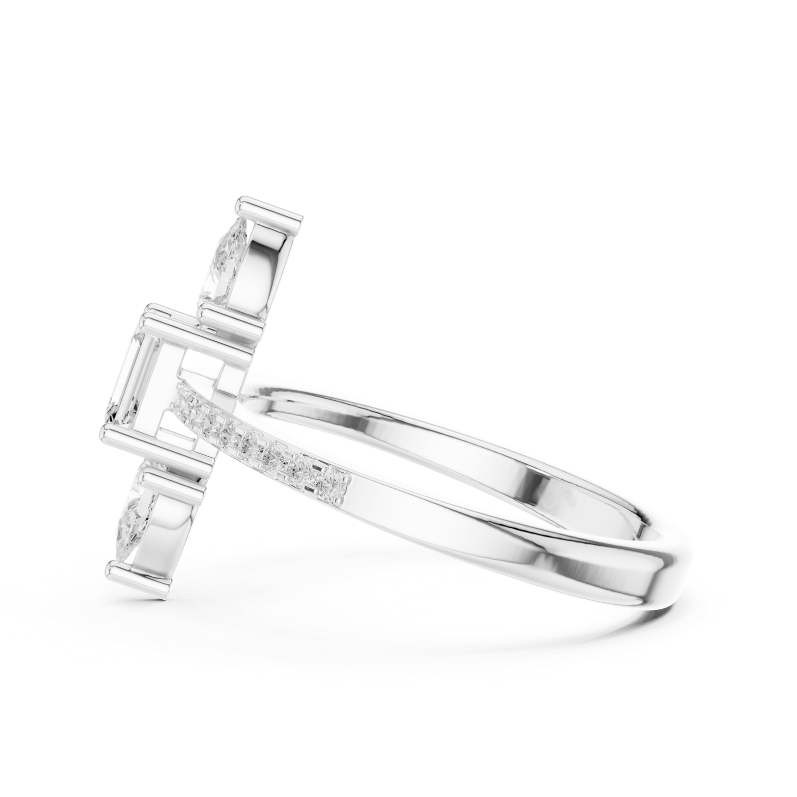 Gold Ring DDLR-529, White Gold, view 3