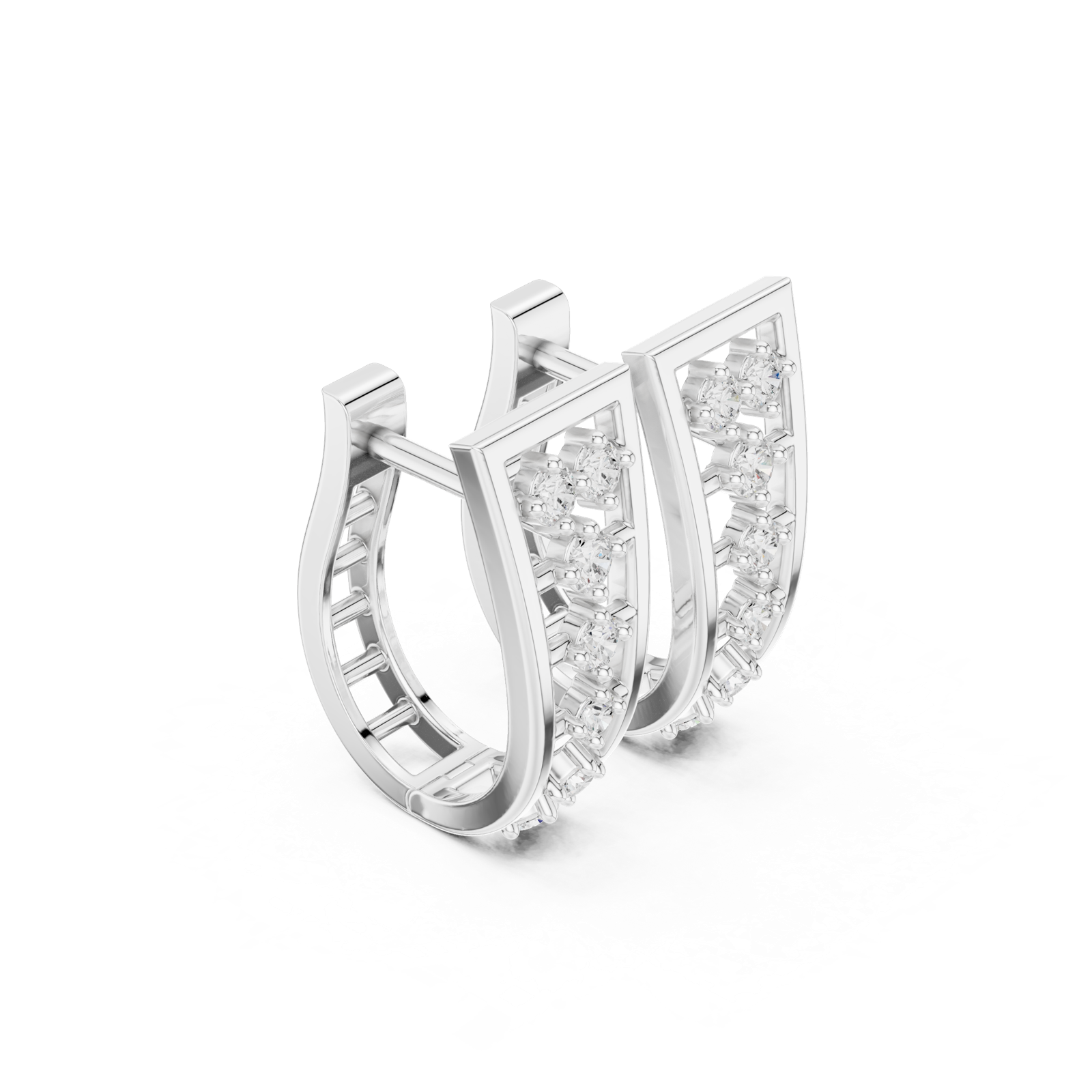 14K Solid Gold Lab Diamond Cluster Earrings, White Gold, view 1