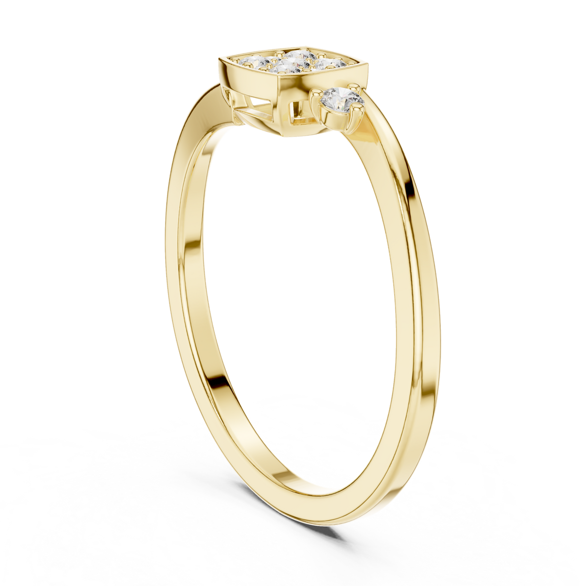 14K Solid Gold Lab Diamond Cluster Ring, Yellow Gold, view 1