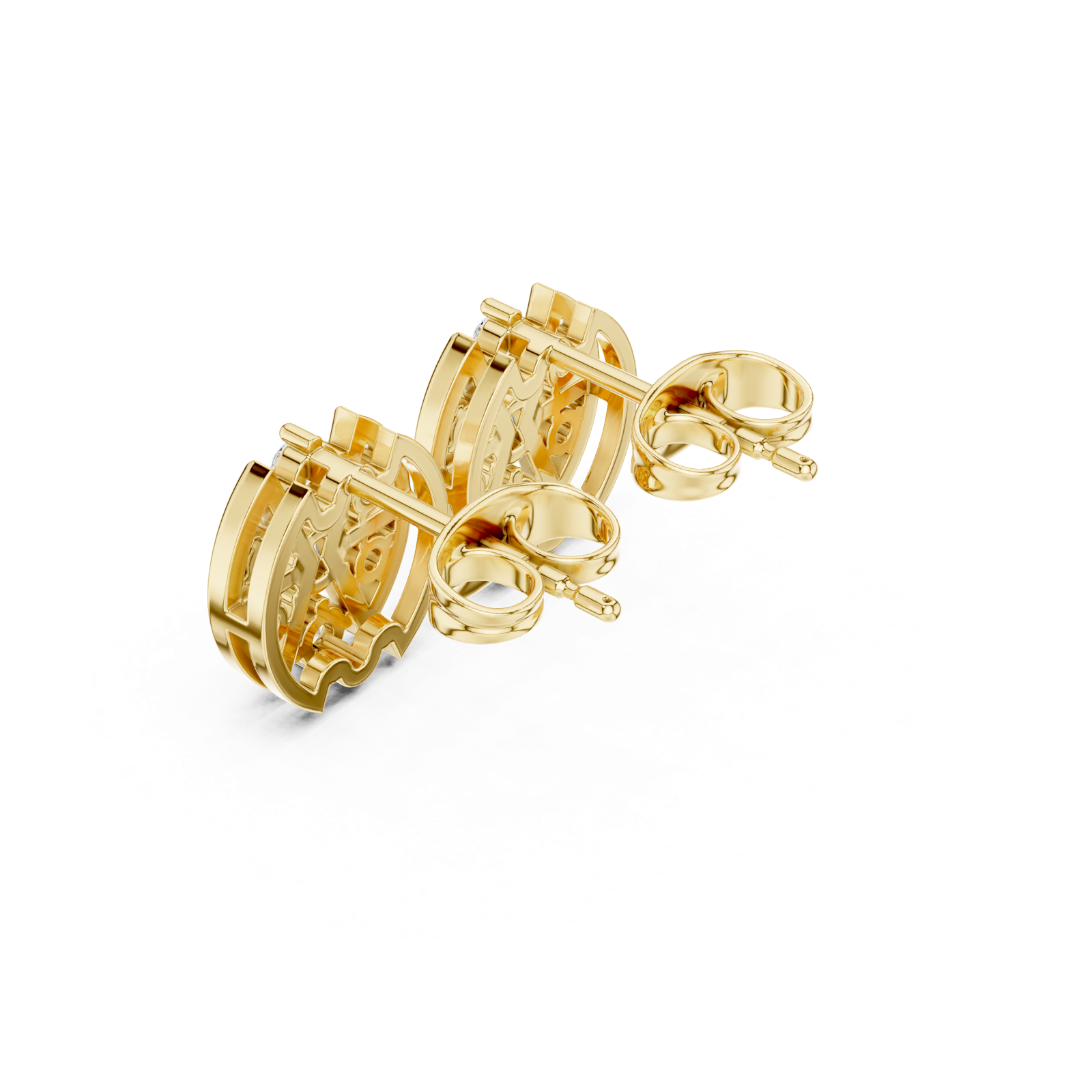 Gold Earrings AGDER-358, Yellow Gold, view 2
