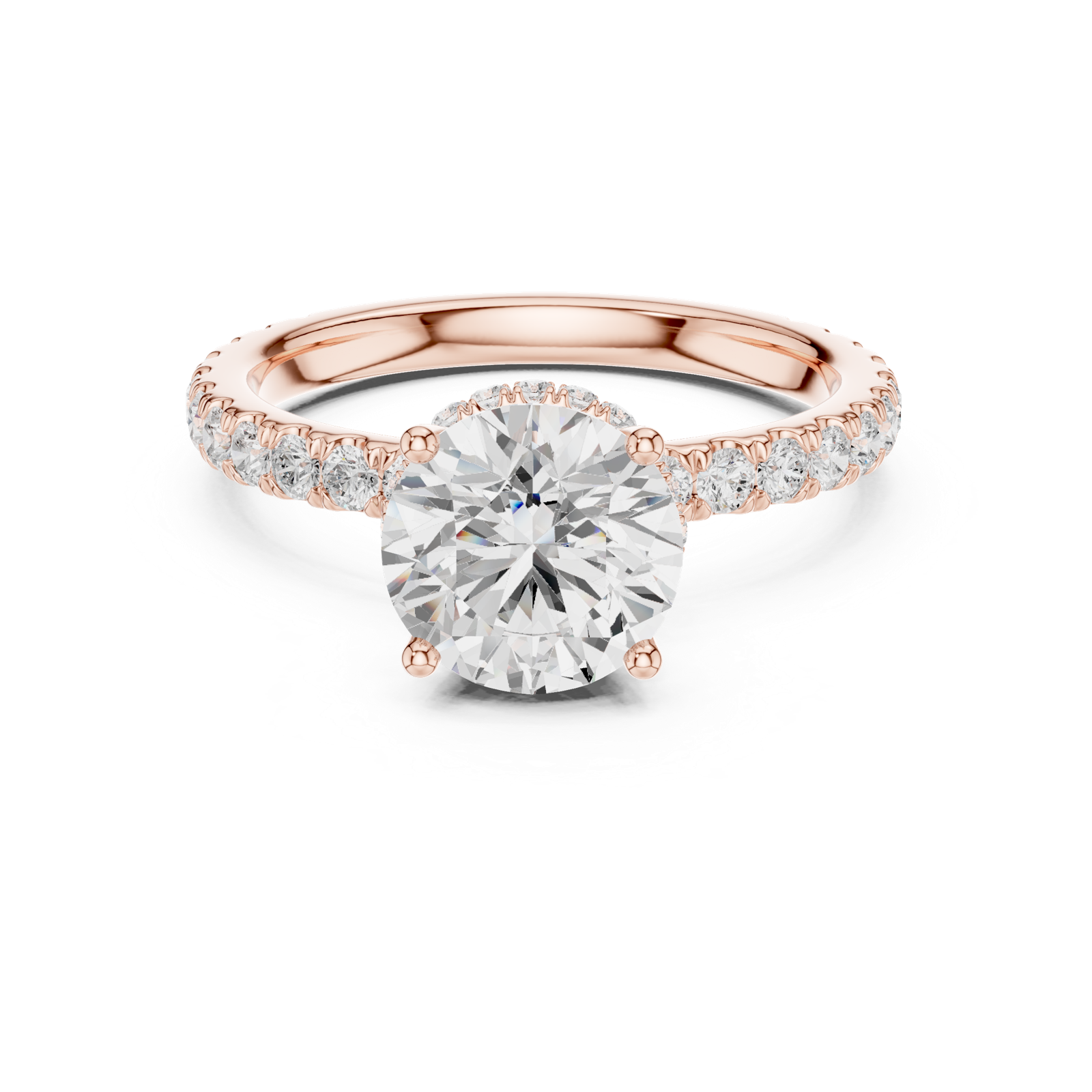 Gold Ring DDLR-165, Round center stone, Rose Gold, view 4