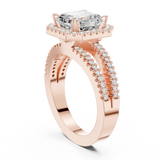 Gold Ring DDLR-350, Asscher center stone, Rose Gold, view 1
