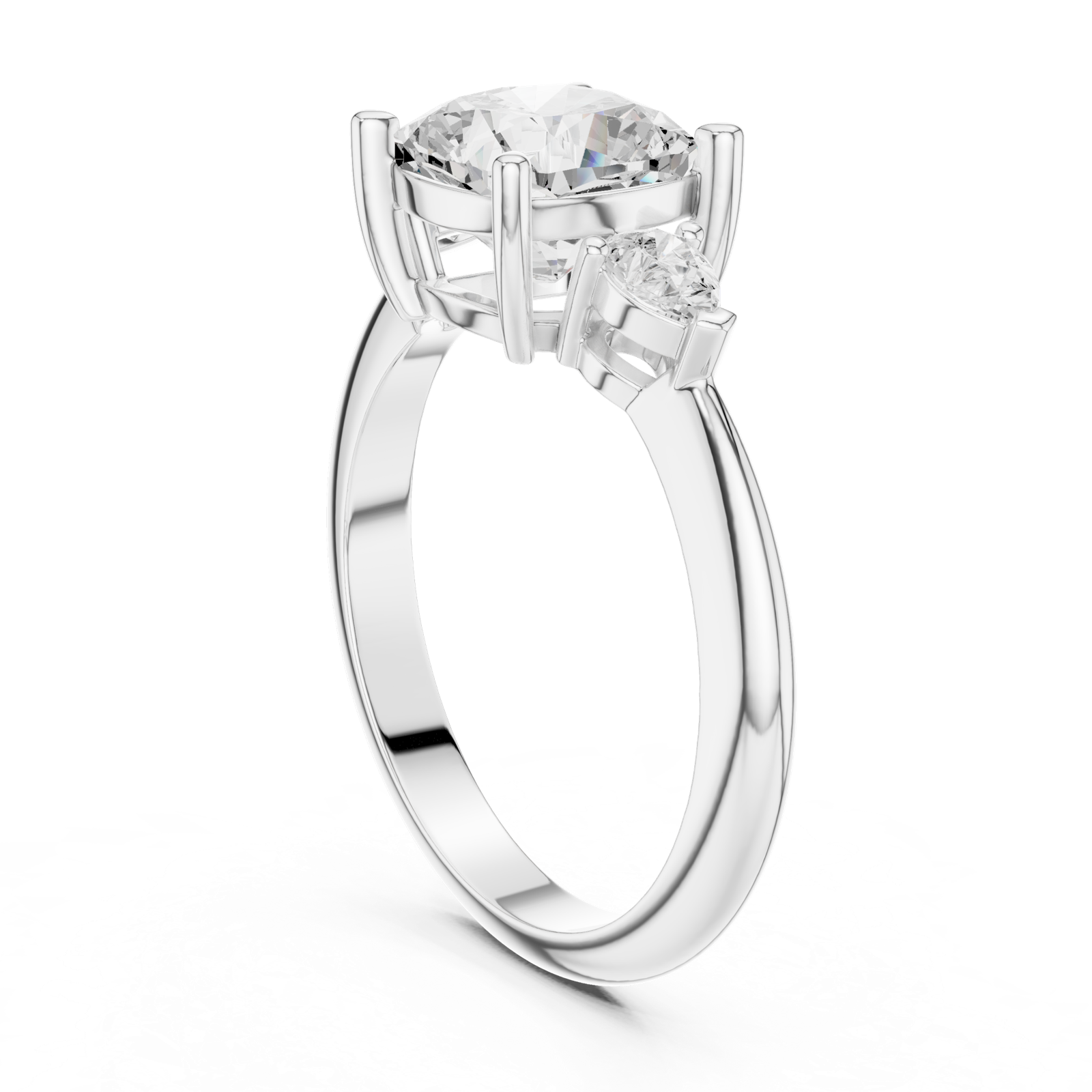 Gold Jewelry, Cushion center stone, White Gold, view 1