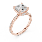 Gold Ring DDLR-167, Cushion center stone, Rose Gold, view 2