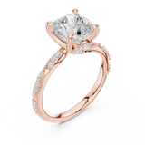 Gold Ring DDLR-167, Cushion center stone, Rose Gold, view 2