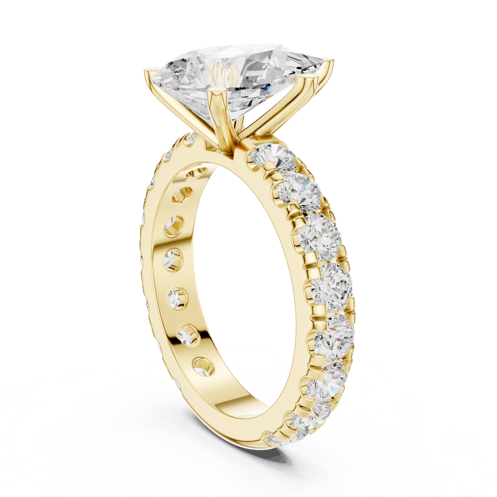 Gold Jewelry L35-63, Pear center stone, Yellow Gold, view 1
