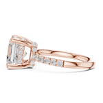 Gold Ring, Asscher center stone, Rose Gold, view 3