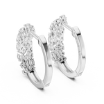 14K Solid Gold Lab Diamond Huggie Earrings, White Gold, view 3