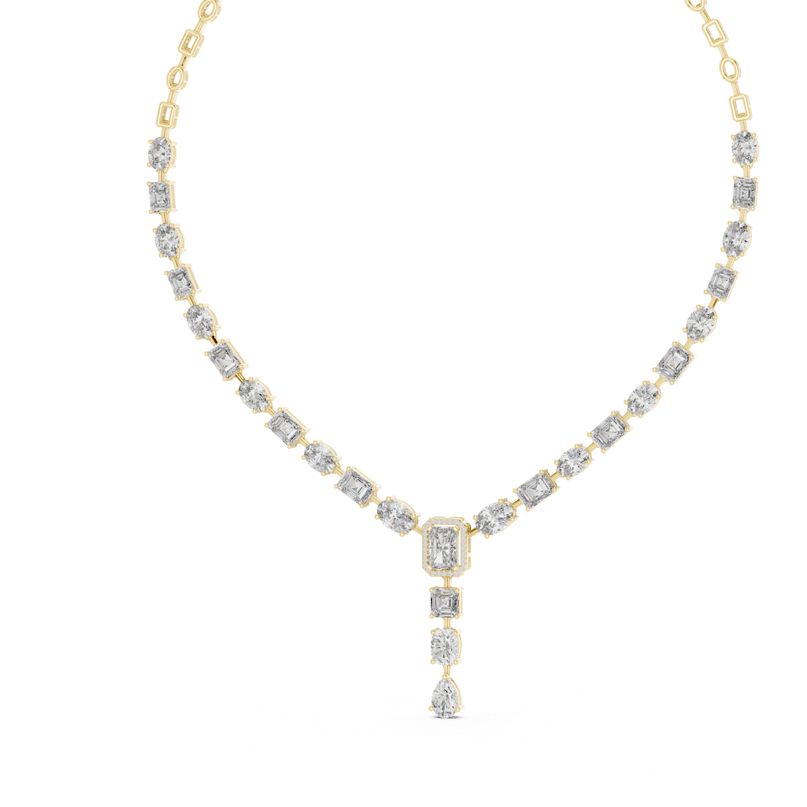 14K Solid Gold Lab Diamond Tennis Necklace, Yellow Gold, view 2