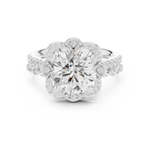 Gold Ring DDLR-442, Round center stone, White Gold, view 4
