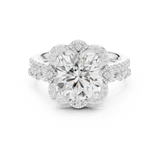 Gold Ring DDLR-442, Round center stone, White Gold, view 4
