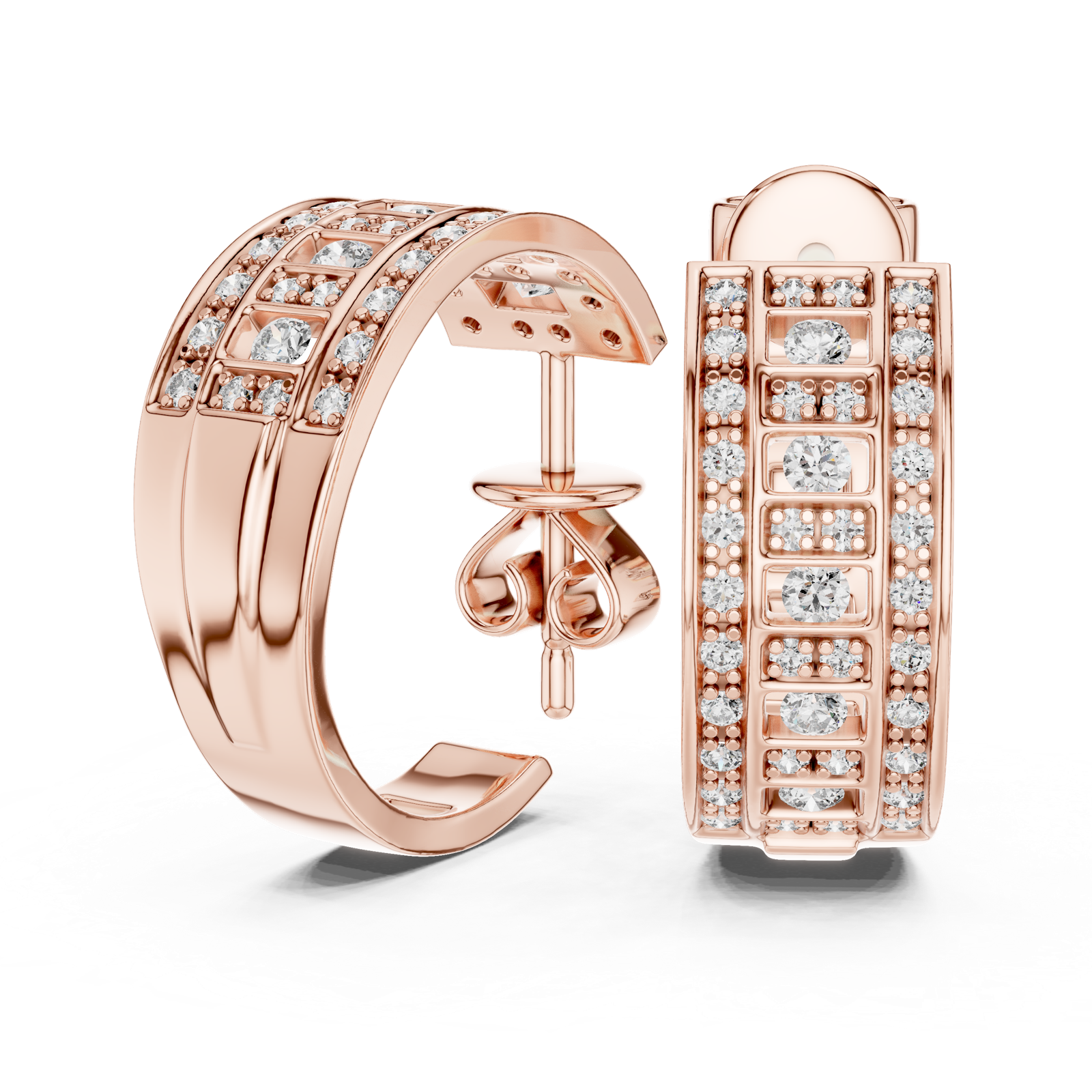 Gold Earrings L03-2, Rose Gold, view 1