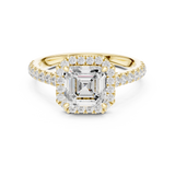 Gold Ring DDLR-118, Asscher center stone, Yellow Gold, view 4