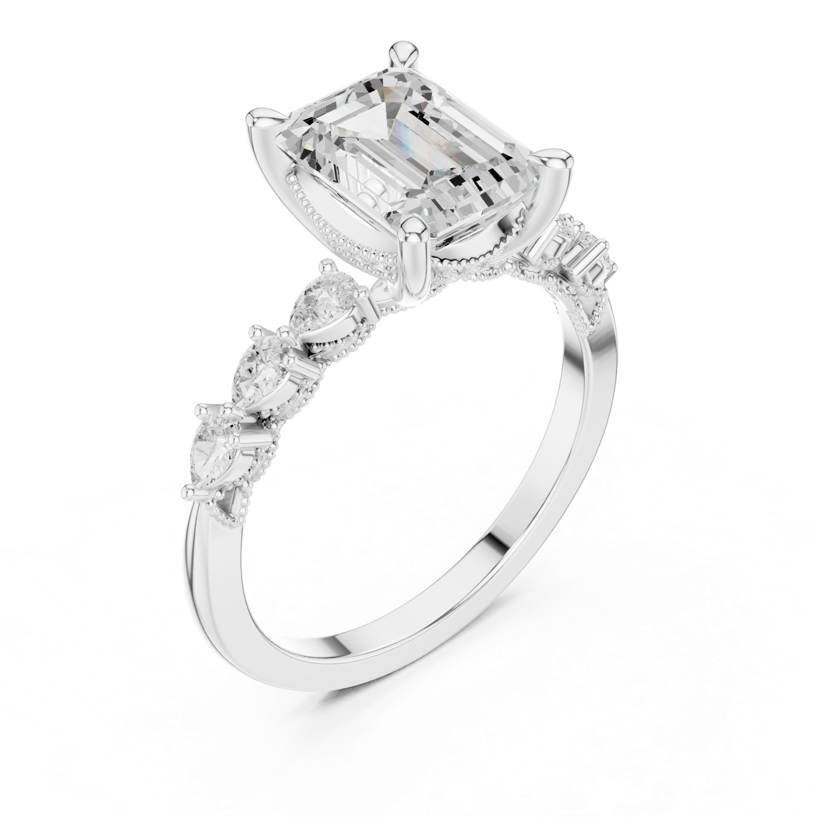 Gold Ring DDLR-1004, White Gold, view 2