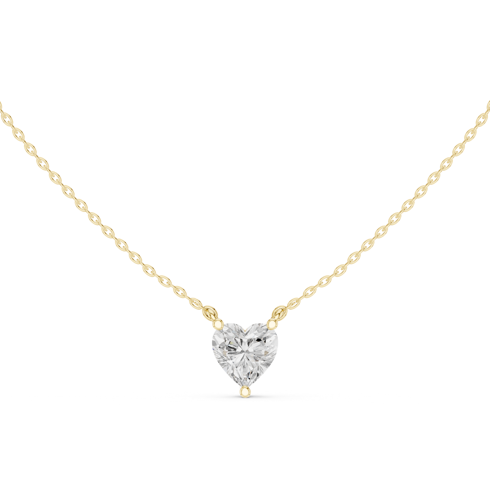Gold Jewelry DDPO-001, Heart center stone, Yellow Gold, view 4