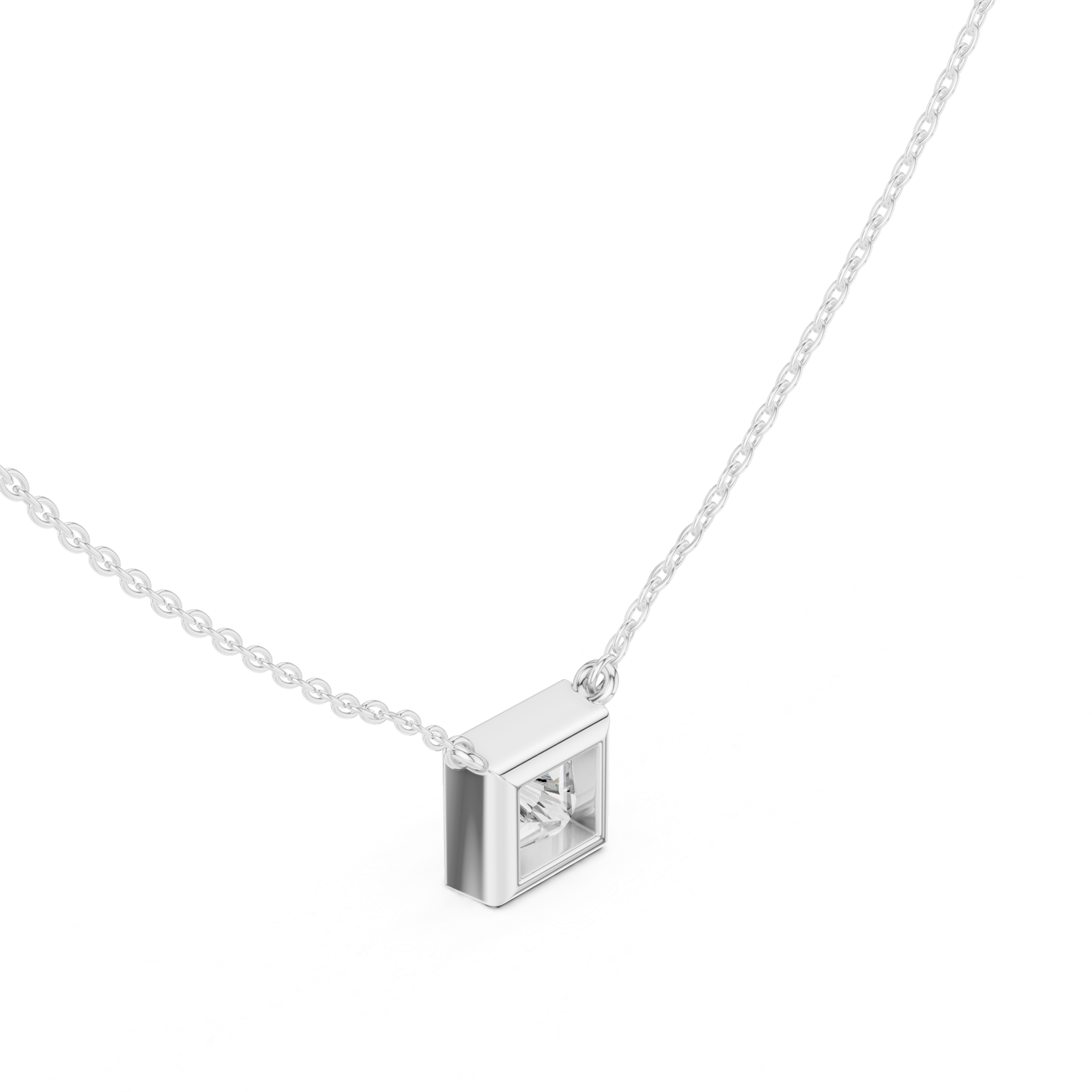 Gold Jewelry DDPO-007, Princess center stone, White Gold, view 2