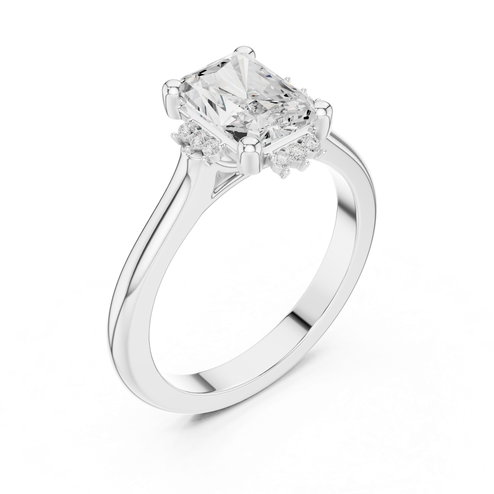 Gold Jewelry L35-123, Radiant center stone, White Gold, view 2