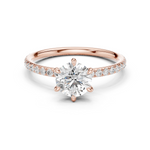Gold Jewelry L36-15, Round center stone, Rose Gold