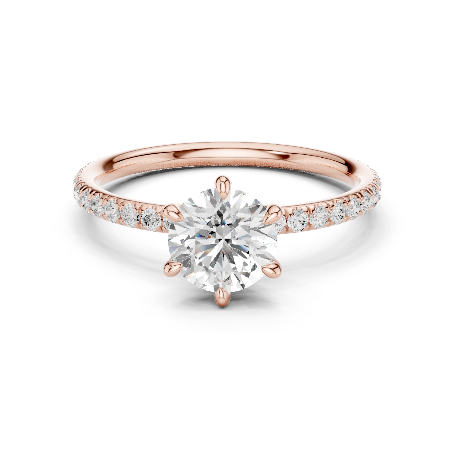 Gold Jewelry L36-15, Round center stone, Rose Gold