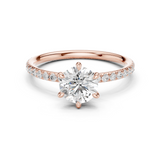 Gold Jewelry L36-15, Round center stone, Rose Gold