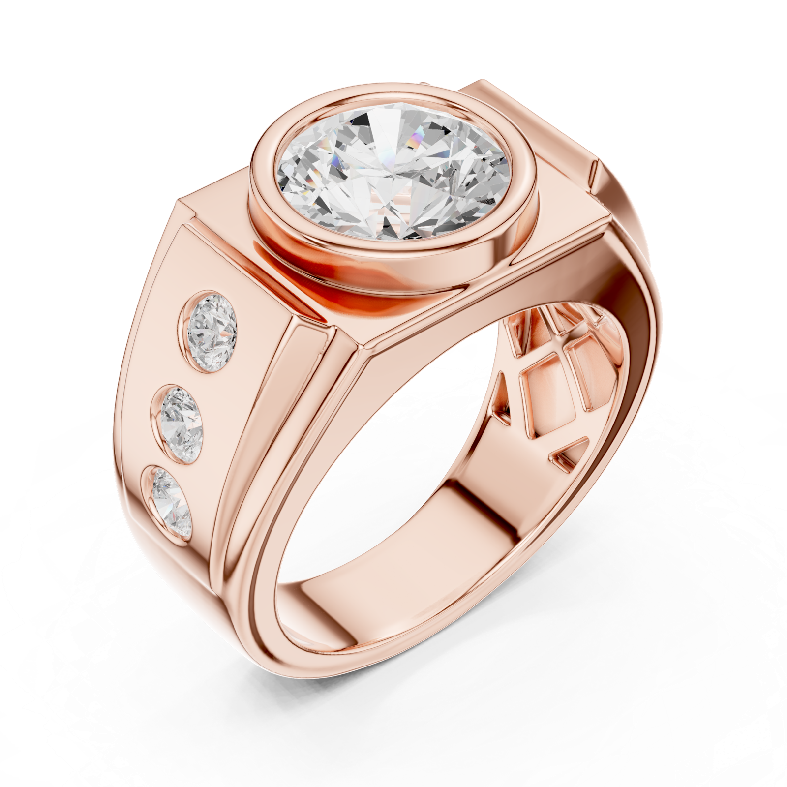 Gold Men's Ring GGR-0003, Rose Gold, view 2