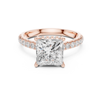 Gold Ring DDLR-258, Princess center stone, Rose Gold, view 4