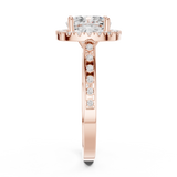 Gold Ring, Cushion center stone, Rose Gold, view 3
