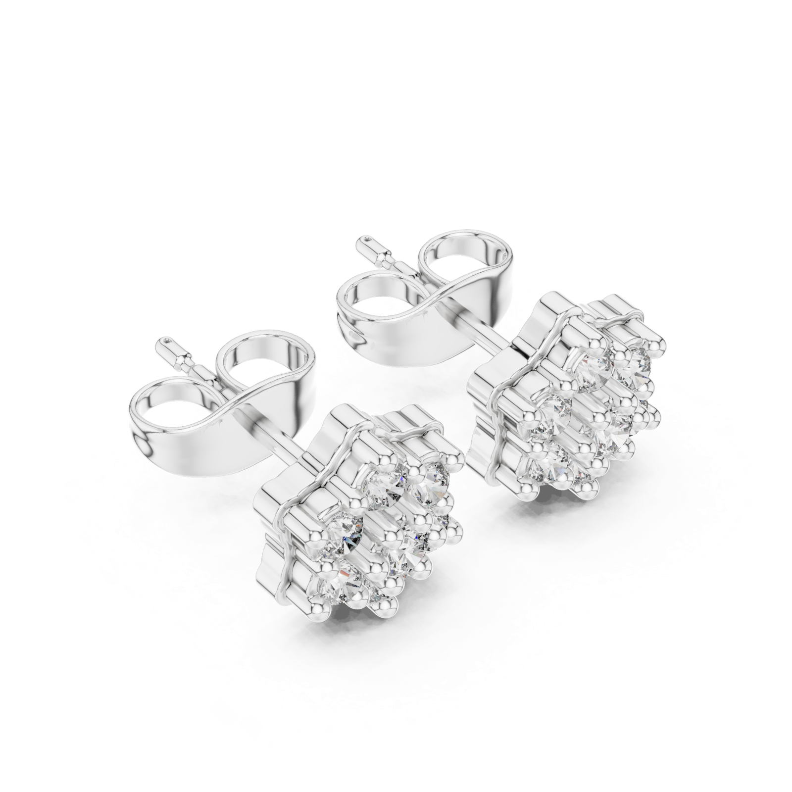 Gold Earrings 9-10048E, White Gold, view 2