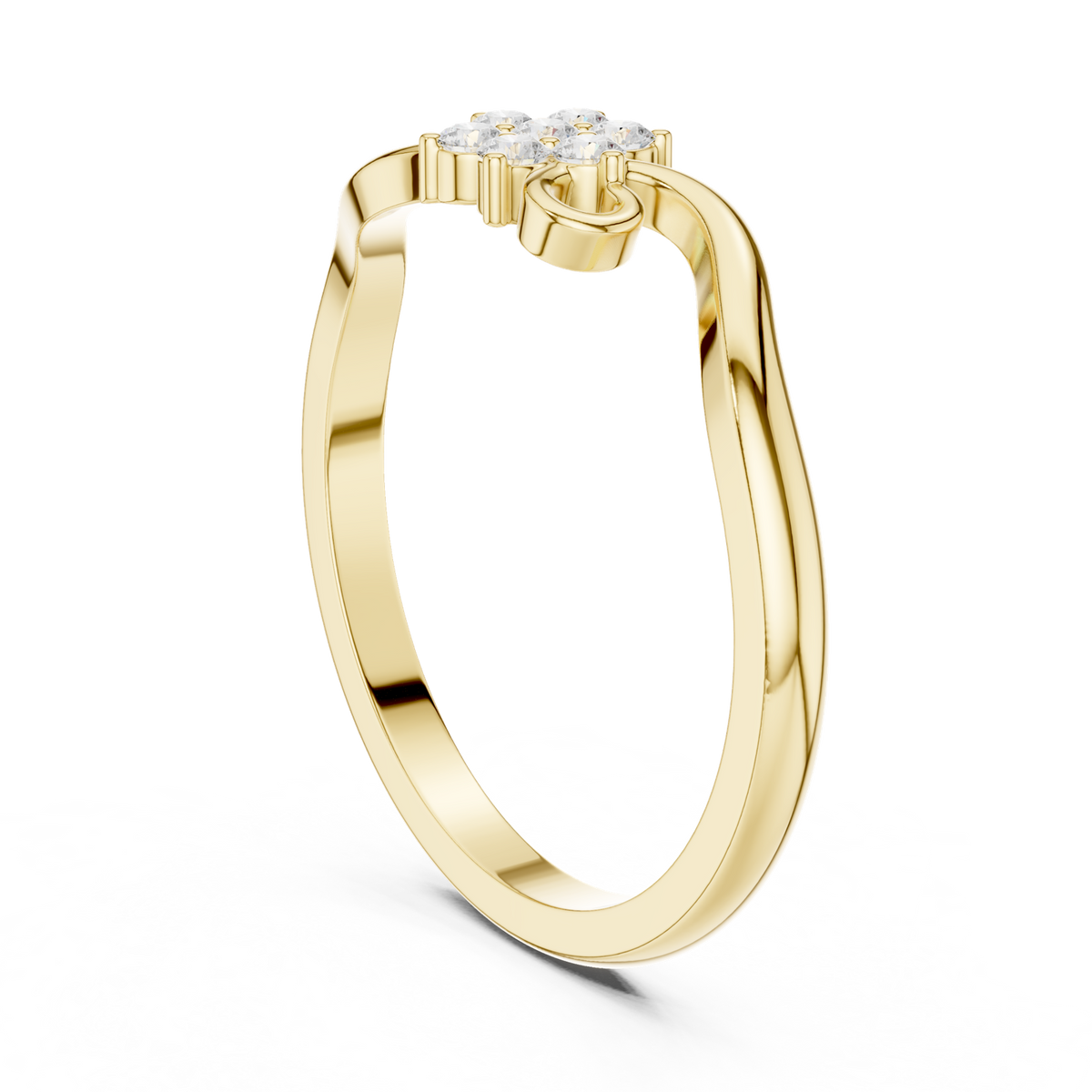 14K Solid Gold Lab Diamond Flower Cluster Ring, Yellow Gold, view 1