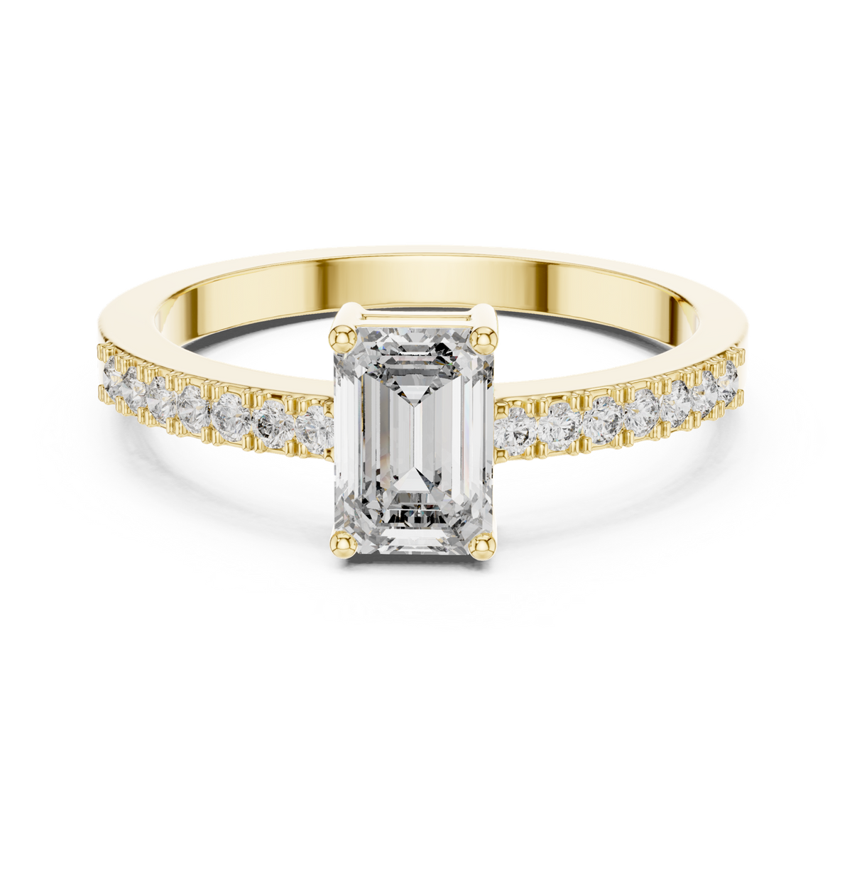 14K Solid Gold Lab Diamond Solitaire Ring, Yellow Gold