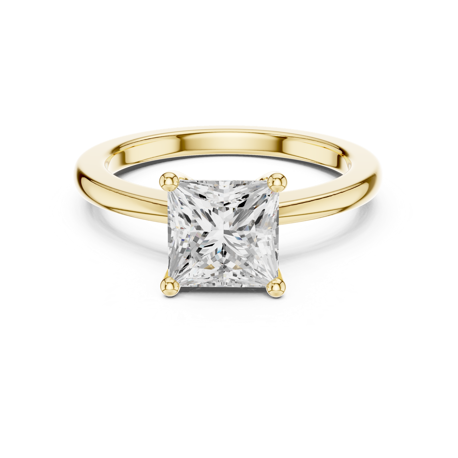 Gold Ring DDLR-032, Princess center stone, Yellow Gold, view 4